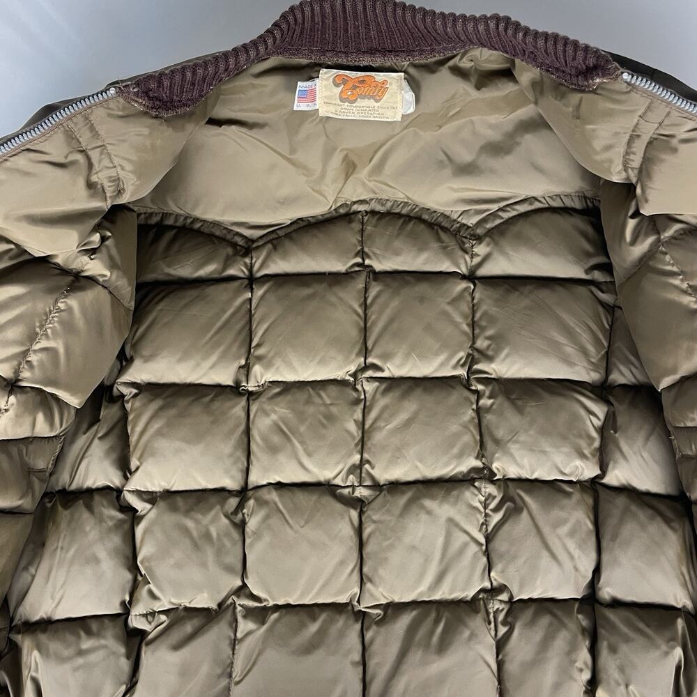 VTG Comfy USA Goose Down Canvas Jacket Brown Men's Size Small - Picture 8 of 11
